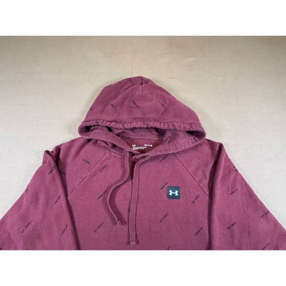 Under Armour  All Over Logo Hoodie Sweatshirt Burgundy Pullover Kids Small - Picture 1 of 7